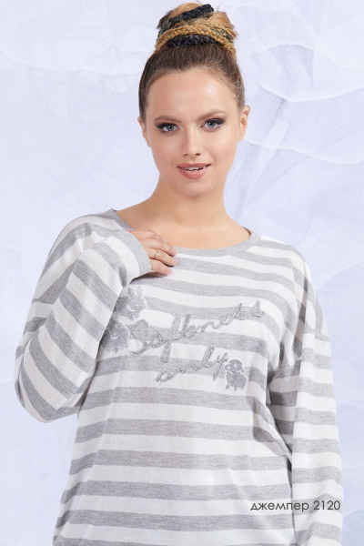 Джемпер AVE RARA 2120 бело-серая_полоска - фото 1