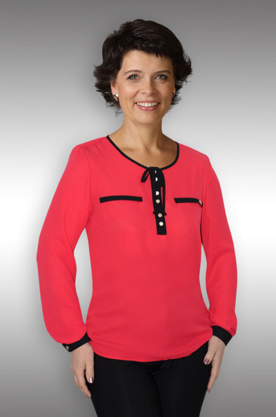 Деловая демисезонная блуза из текстиля с пуговицами Таир-Гранд 62193 красный - фото 1