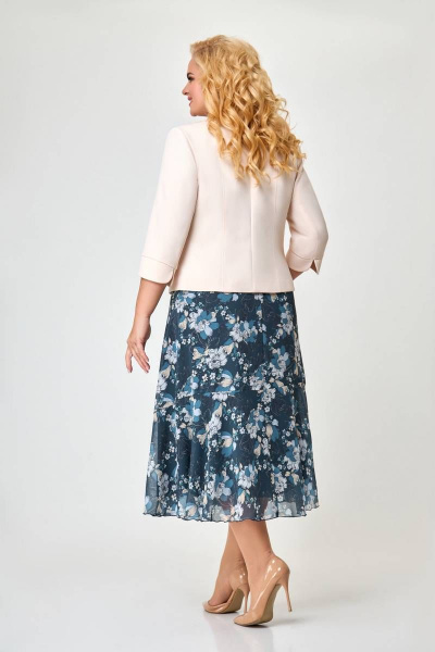 Платье и жакет из шифона и костюмной ткани Slaviaelit 166-2 темная_волна - фото 2