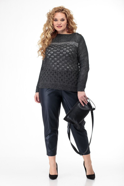 Джемпер прямого силуэта из шерсти и трикотажа Anelli 839 андронит - фото 6