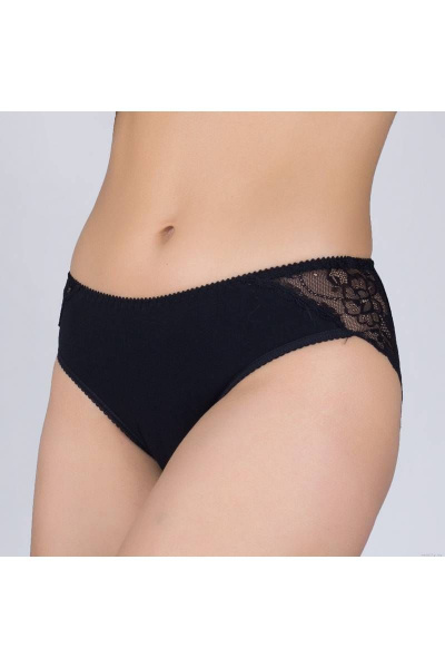 Трусы из хлопкового трикотажа с кружевной отделкой Verally 1004-3 черный - фото 3
