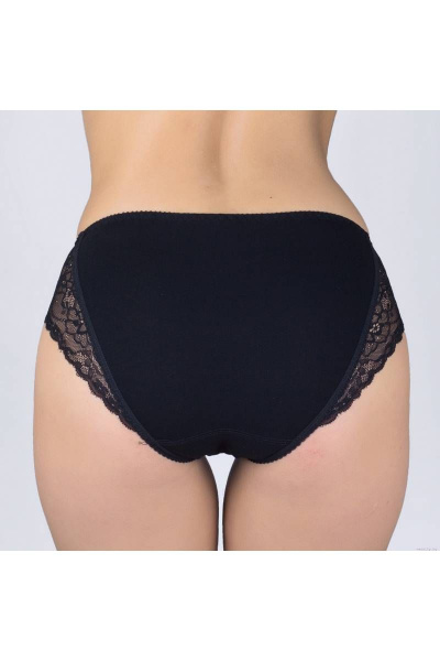 Трусы из хлопкового трикотажа с кружевной отделкой Verally 1004-3 черный - фото 2