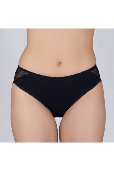 Трусы из хлопкового трикотажа с кружевной отделкой Verally 1004-3 черный - фото 1