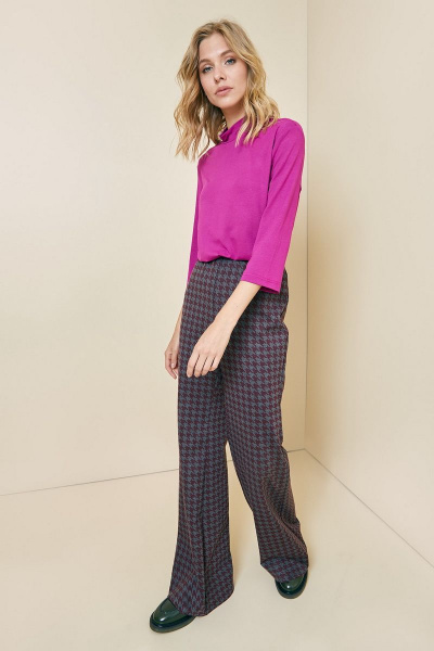 Розовый джемпер из тонкого трикотажа с воротом-стойкой Art Ribbon M3697T_1 - фото 3