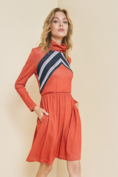 Демисезонное платье с карманами, отрезное по линии талии Art Ribbon M3731P - фото 3