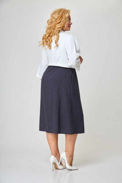 Летний костюм из вискозы с платьем и укороченным жакетом Anelli 1055 горох_белый_жакет - фото 2