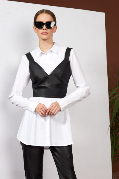 Белый и черный топ и блуза из текстиля с застежками Rivoli 2293+2294 - фото 2
