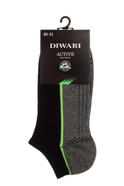 Ультракороткие мужские носки из хлопка с рисунками CONTE DIWARI_ACTIVE_ультракороткие_044 черный-серый - фото 2