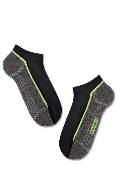 Ультракороткие мужские носки из хлопка с рисунками CONTE DIWARI_ACTIVE_ультракороткие_044 черный-серый - фото 1