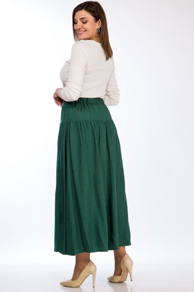 Зеленая юбка с кокеткой и сборкой на тесьме Lady Style Classic 2582 изумрудно-зеленый - фото 4