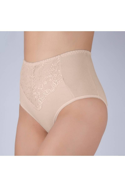 Трусы из эластичного трикотажа и кружева, бежевые Verally 1093-2 серебристый пион - фото 3