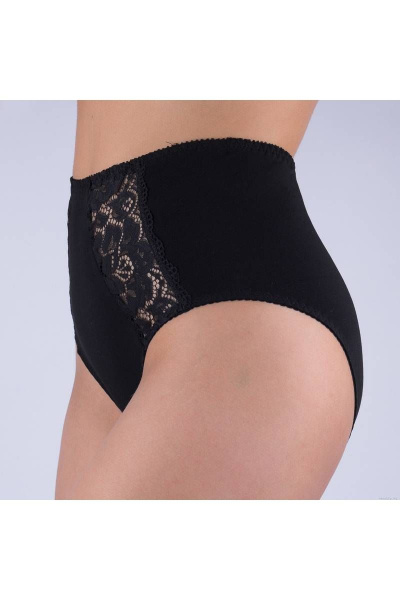 Трусы из хлопка с лайрой и кружевной отделкой Verally 110-5 черный - фото 3