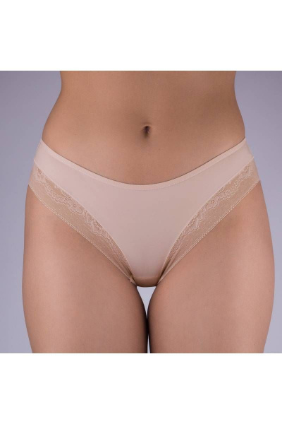 Трусы из эластичного полотна и кружева, бежевые Verally 1102-1 серебристый пион - фото 1