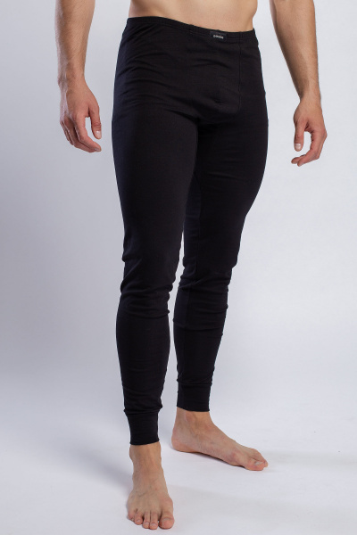 Мужские кальсоны черные из трикотажа и хлопка для тепла SERGE 7109/9 black001 - фото 1