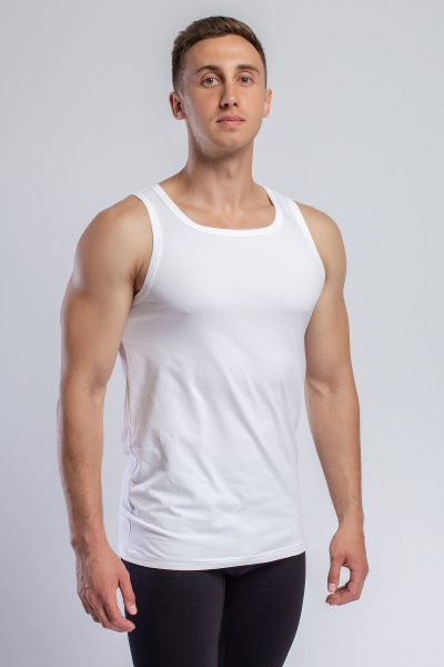 Майка белая хлопковая из трикотажа для мужчин SERGE 7308/62 white001 - фото 1