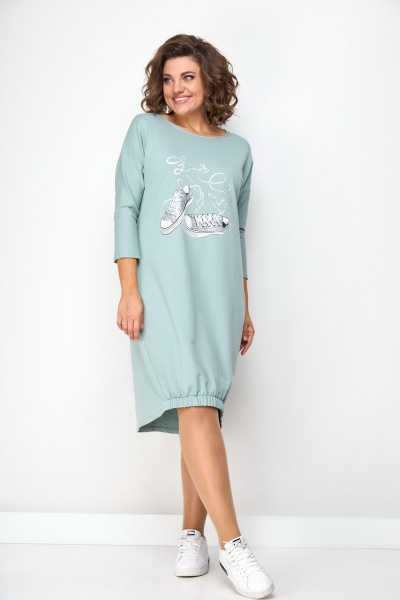 Стильное платье из вискозы с термо-печатью и укороченным рукавом Solomeya Lux 940-2 - фото 2
