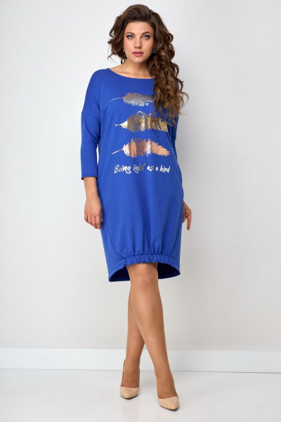 Платье свободного силуэта с рукавом ¾, термо-печать Solomeya Lux 940A - фото 1