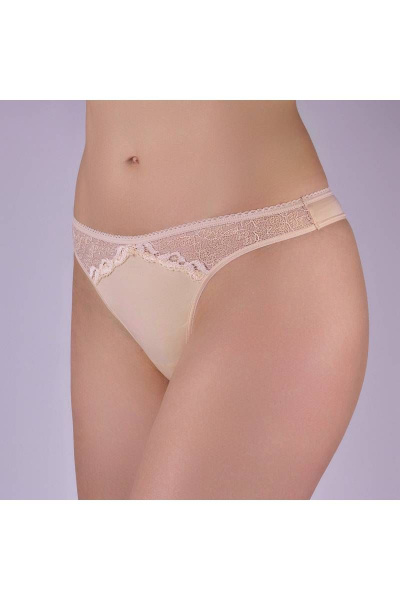 Трусы-стринги из хлопка с кружевной отделкой Verally 116-5 жасмин - фото 3