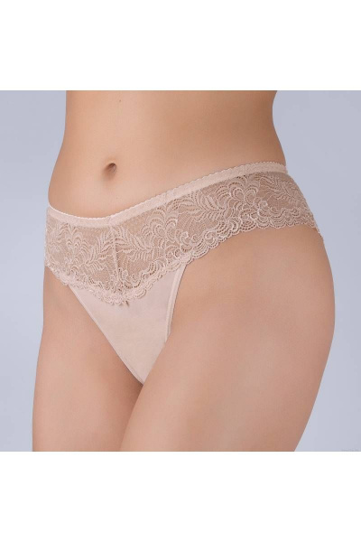 Трусы кружевные бежевые для ежедневного уюта Verally 157-4 серебристый пион - фото 3
