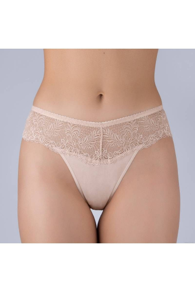 Трусы кружевные бежевые для ежедневного уюта Verally 157-4 серебристый пион - фото 1