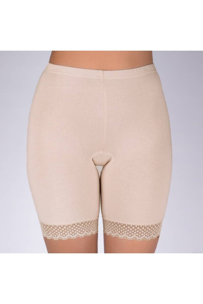 Панталоны хлопковые бежевые с кружевом для комфортной носки Verally 175-2 серебристый пион - фото 1