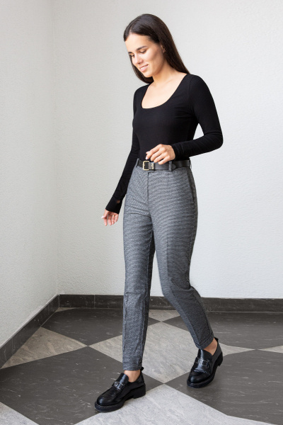 Брюки с высокой посадкой серые с класcическим силуэтом Панда 70560z серый - фото 3