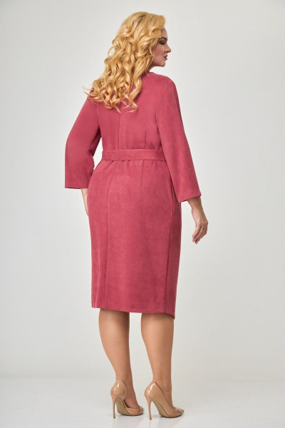 Платье из искусственной замши с карманами и запахом Anelli 1155 пунцовый - фото 2