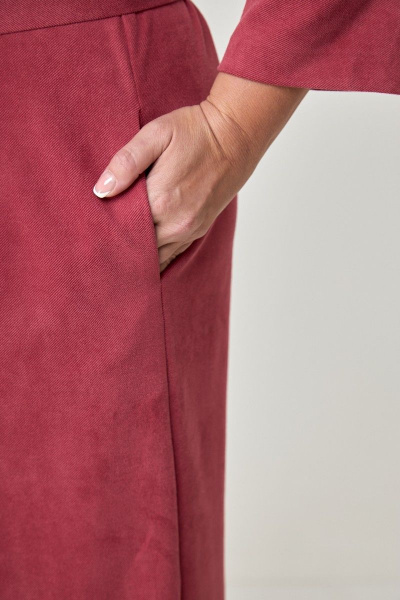 Платье из искусственной замши с карманами и запахом Anelli 1155 пунцовый - фото 6