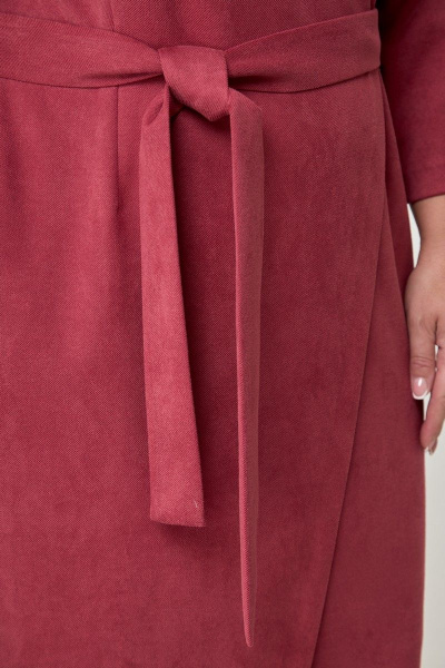 Платье из искусственной замши с карманами и запахом Anelli 1155 пунцовый - фото 4