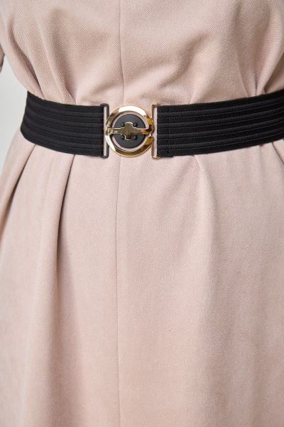 Платье прямого кроя до колена с карманами и сборками Anelli 1172 пудра - фото 5