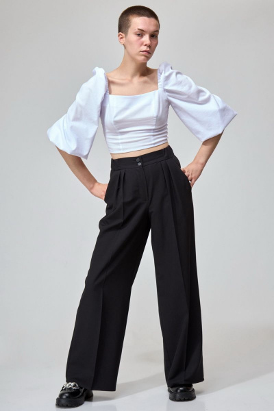 Брюки палаццо широкие с стрелками и высокой посадкой Angelina & Сompany 756 - фото 1