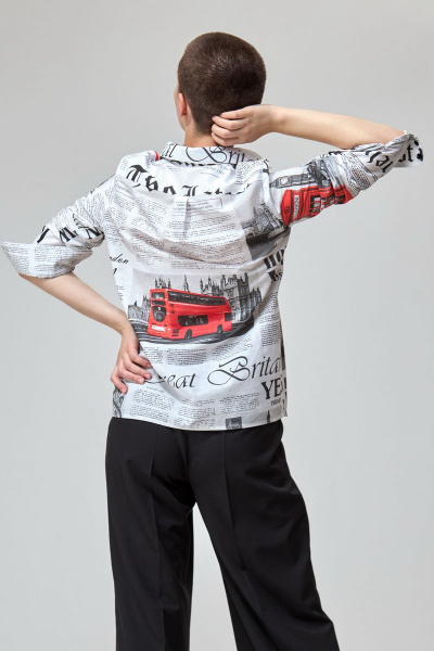 Блуза из хлопка с принтом газета и длинным рукавом Angelina & Сo 763 - фото 2