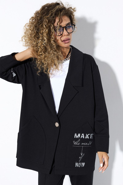 Двухпредметный костюм из трикотажа с эффектным жакетом и брюками Kod:127 2074 - фото 4