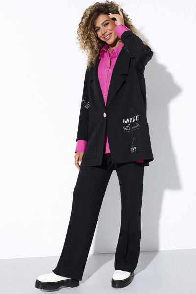 Двухпредметный костюм из трикотажа с эффектным жакетом и брюками Kod:127 2074 - фото 7