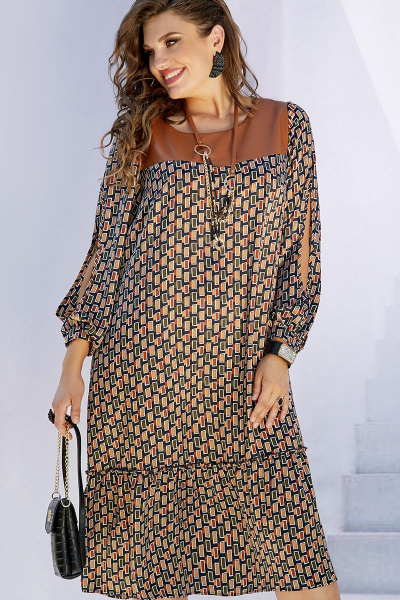 Платье Vittoria Queen 17033 карамель+дизайн_геометрия - фото 1
