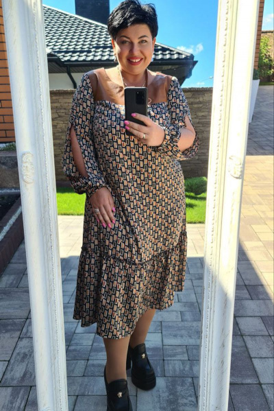 Платье Vittoria Queen 17033 карамель+дизайн_геометрия - фото 4