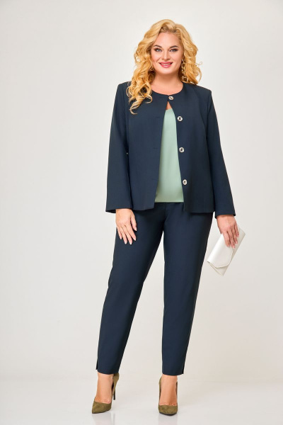 Брюки, жакет, топ Swallow 604 королевский_синий+олива - фото 1