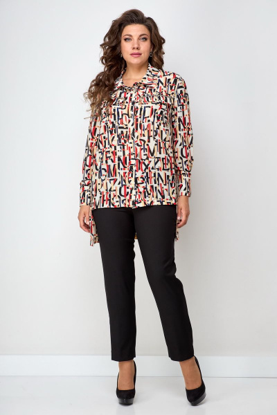На каждый день женская рубашка мультиколор с накладными карманами Solomeya Lux 897A - фото 2