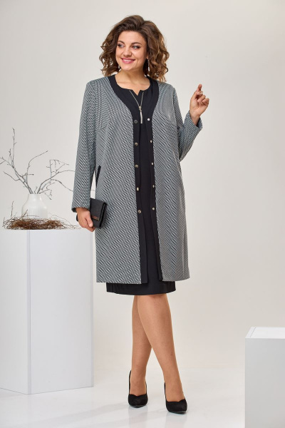 Кардиган, платье Romanovich Style 3-2332 черный\серый - фото 1