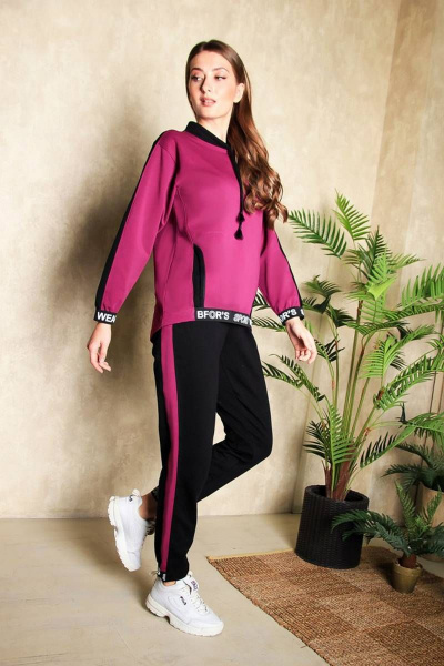 Круглогодичный джемпер из трикотажа для повседневных образов Verally 441-1 фуксия - фото 1