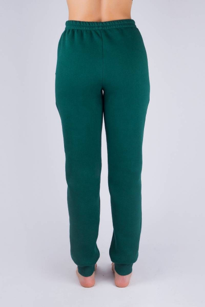 Брюки из футера с начесом и высокой посадкой на демисезон Verally 447-2 изумруд - фото 3