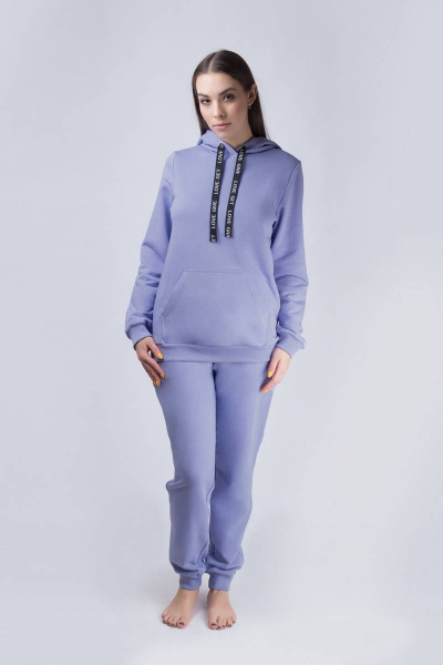 Фиолетовые трикотажные брюки с карманами для повседневных прогулок Verally 449-1 фиолет - фото 2