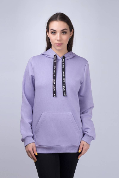 Демисезонный худи с капюшоном из трикотажа и хлопка Verally 451-1 фиолет - фото 2