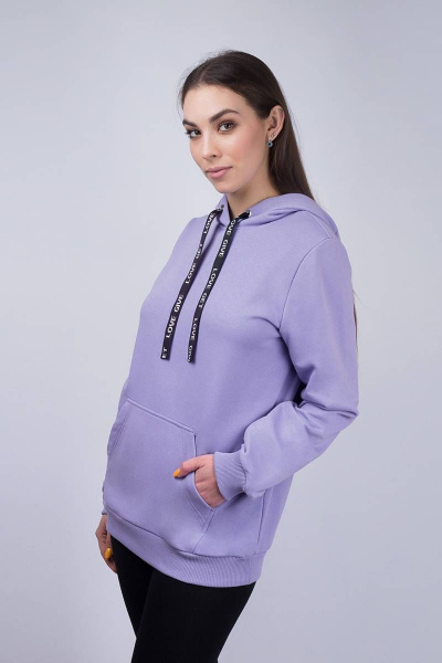 Демисезонный худи с капюшоном из трикотажа и хлопка Verally 451-1 фиолет - фото 1