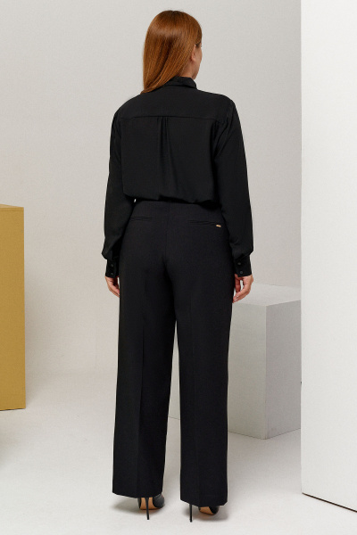 Классические брюки клеш с высокой посадкой и стрелками Панда 112160w черный - фото 2