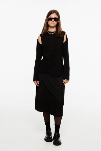 Демисезонный трикотажный джемпер с разрезами на плечах MilMil 1074-23 Босфор - фото 3