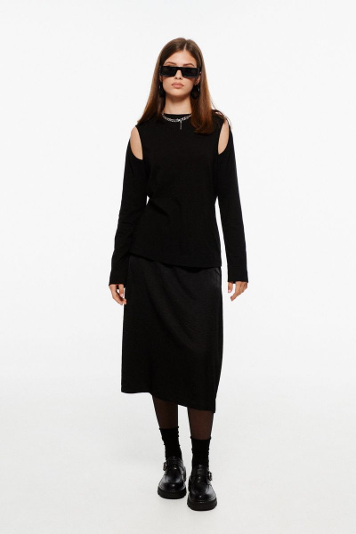 Демисезонный трикотажный джемпер с разрезами на плечах MilMil 1074-23 Босфор - фото 2