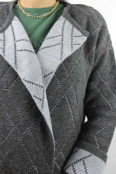 Демисезонный жакет из шерсти с разрезами по бокам Полесье С2758-18 9С0348-Д43 158,164 шифер - фото 3