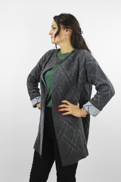 Демисезонный жакет из шерсти с разрезами по бокам Полесье С2758-18 9С0348-Д43 158,164 шифер - фото 2