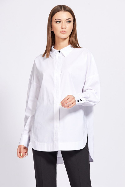 Блуза прямого силуэта с манжетами и спущенным рукавом EOLA 2257 белый - фото 4